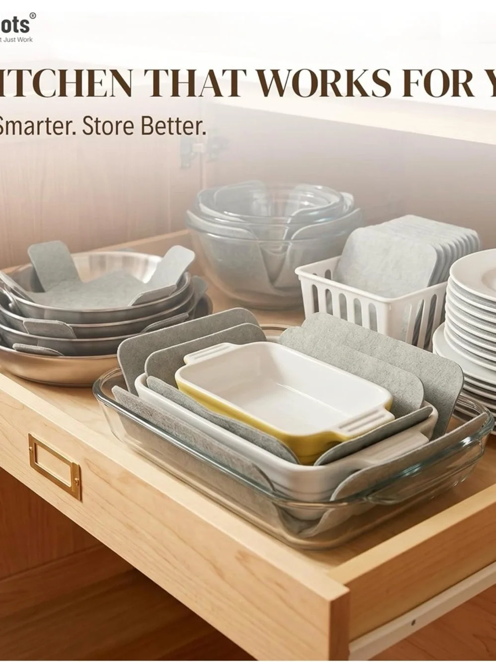 Gray Non-Slip Felt Pan Protectors - Set of 6 for Cookware